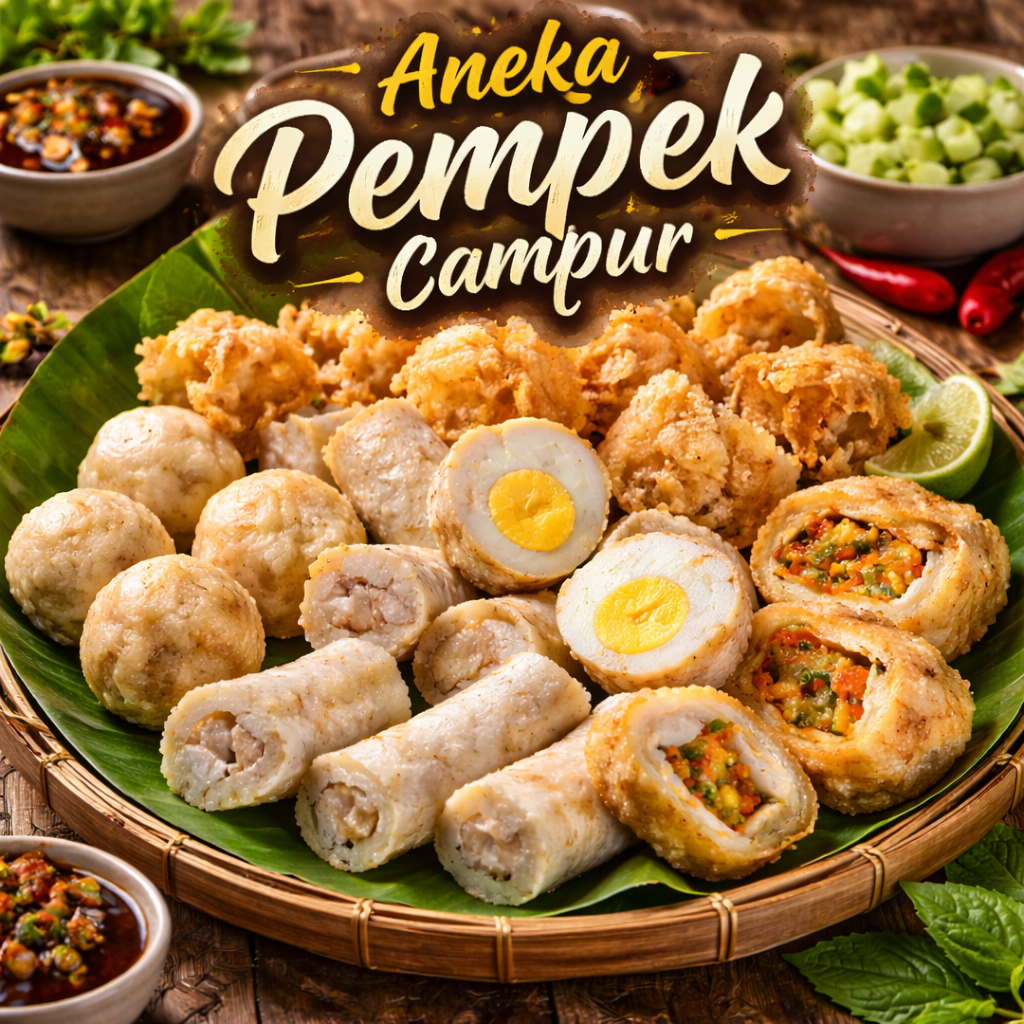 Aneka Pempek Campur (Adaan, Lenjer, Telor,...